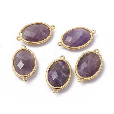 Golden Tone Brass Amethyst Links connectors G-F339-A01-1