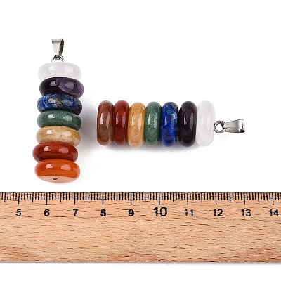 Chakra Theme Natural Amethyst & Topaz Jade & Red Agate & Quartz Crystal & Red Jasper & Lapis Lazuli & Green Aventurine Pendants G-N344-06B-1
