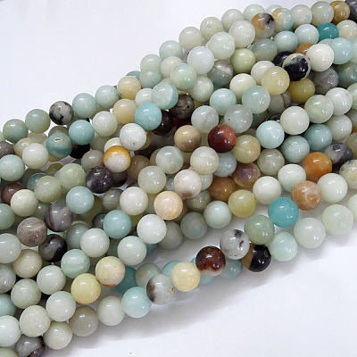 Natural Flower Amazonite Beads Strands X-G-G692-01-8mm-1
