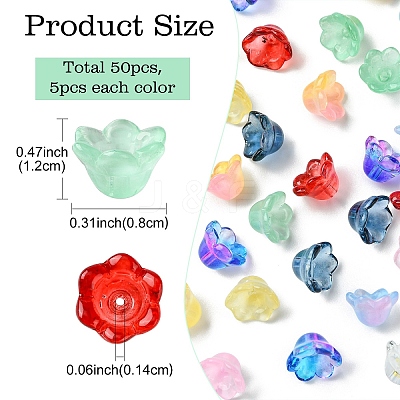 10 Colors Glass Bead Caps GLAA-YW0003-75-1