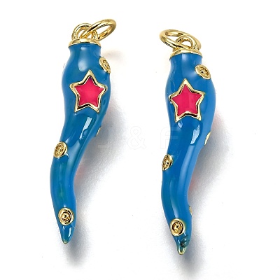 Brass Enamel Pendants KK-B026-15G-E-1