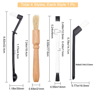 4Pcs 4 Style Nylon & Wood Brush Cleaning Tool TOOL-GF0002-97-1