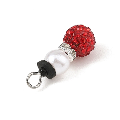 Christmas Handmade Polymer Clay with Rhinestone Pendants PALLOY-JF06037-02-1