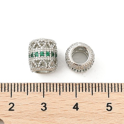 Brass Micro Pave Cubic Zirconia European Beads KK-P297-05P-1