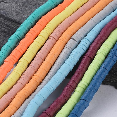 Flat Round Handmade Polymer Clay Beads CLAY-R067-6.0mm-M3-1