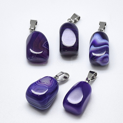 Natural Banded Agate/Striped Agate Pendants G-T122-20C-1