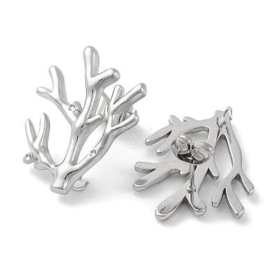 304 Stainless Steel Tree Branch Stud Earrings EJEW-D281-08S-1