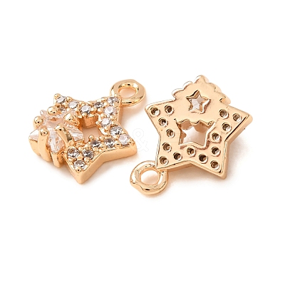 Brass Micro Pave Clear Cubic Zirconia Charms CU-CBAEC99-23G-1