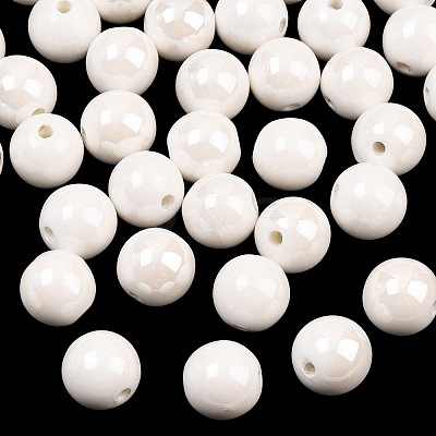 Glazed Porcelain Round Beads PORC-S489-14mm-01-1
