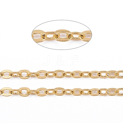 Brass Flat Oval Cable Chains CHC025Y-01-G-1