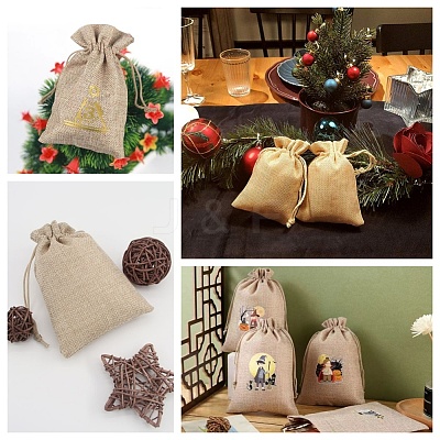 16Pcs 4 Styles Polyester Imitation Burlap Packing Pouches Drawstring Bags ABAG-BBC0001-01C-1