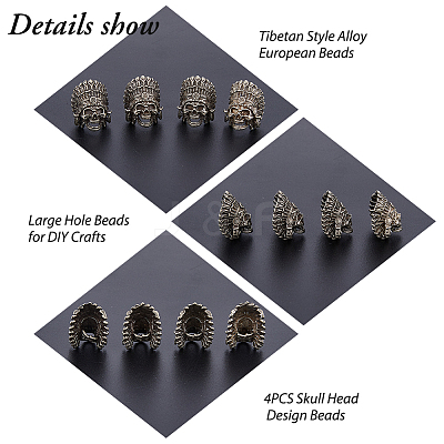 4Pcs Tibetan Style Alloy European Beads TIBEB-FH0001-40AS-1