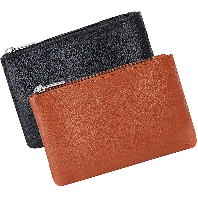 2Pcs 2 Colors Litchi Print PU Leather Zip Pouches ABAG-CP0001-08C-1