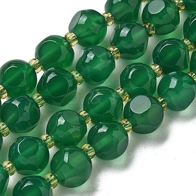 Natural Green Onyx Agate(Dyed & Heated) Beads Strands G-K387-A05-02-1