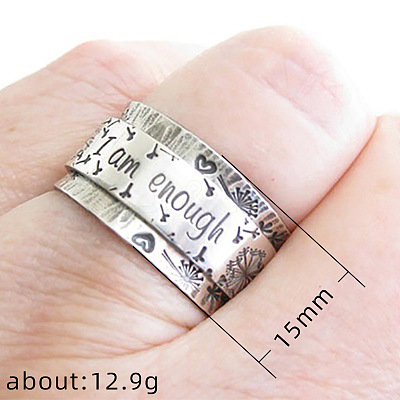 Dandelion with Word Pattern Alloy Finger Rings FS-WG2A4E2-03-1