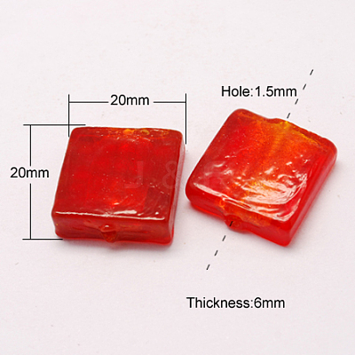 Handmade Silver Foil Lampwork Beads FOIL-S006-20x20mm-01-1