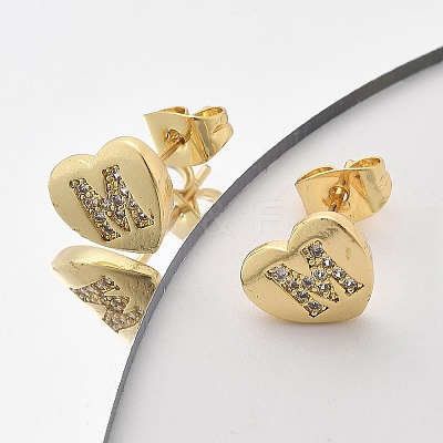 Rack Plating Brass Micro Pave Clear Cubic Zirconia Stud Earrings EJEW-K299-01G-M-1