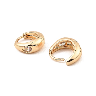 Brass Micro Pave Cubic Zirconia Hoop Earring EJEW-D078-34B-KCG-1