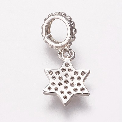 Brass Cubic Zirconia European Dangle Charms KK-P134-04P-1