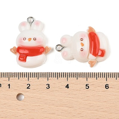 Christmas Theme Rabbit Opaque Resin Pendants RESI-S08-04A-1