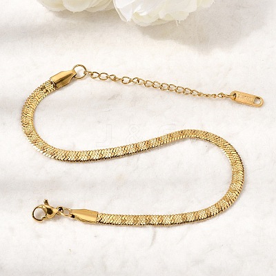 304 Stainless Steel Snake Chains Bracelets for Women BJEW-P395-02G-05-1