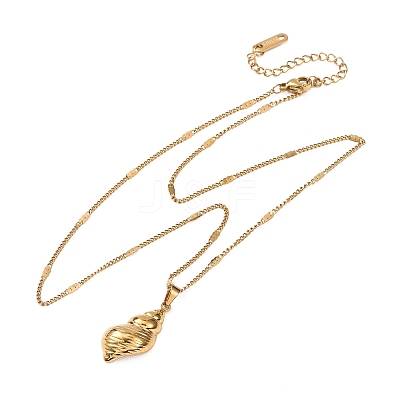 Ocean 304 Stainless Steel Conch Shape Pendant Necklaces for Women NJEW-F373-01G-1
