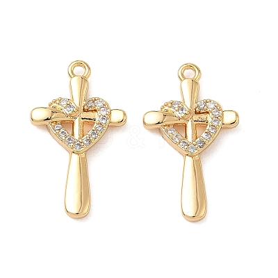 Brass Micro Pave Clear Cubic Zirconia Pendants KK-B160-04G-1