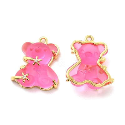 Transparent Resin Crystal Rhinestone Pendants KK-H438-04G-07-1