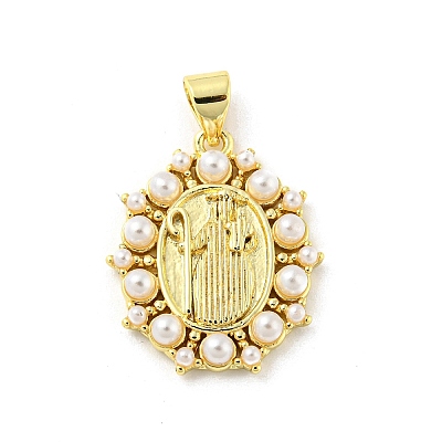 Brass with ABS Plastic Imitation Pearl Pendants FIND-Z023-04A-1