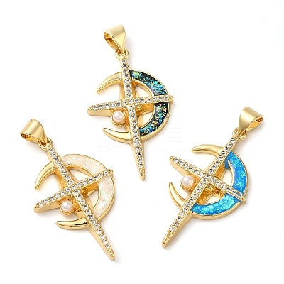 Rack Plating Brass Micro Pave Cubic Zirconia Pendants KK-P268-08C-G-1