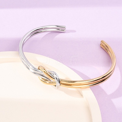 Duo Tone 304 Stainless Steel Knot Open Cuff Bangles for Women SA-CBA2192-05GP-01-1