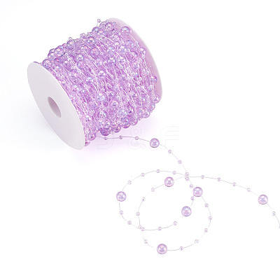 Acrylic Round Beaded Link Chains DIY-MB0007-001C-1