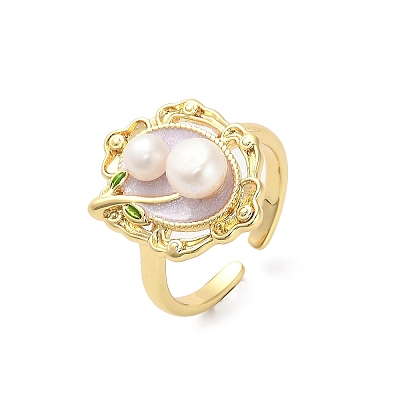 Brass Enamel Cuff Rings RJEW-K291-04G-02-1