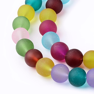 Frosted Glass Beads Strands FGLA-MSMC001-02-1