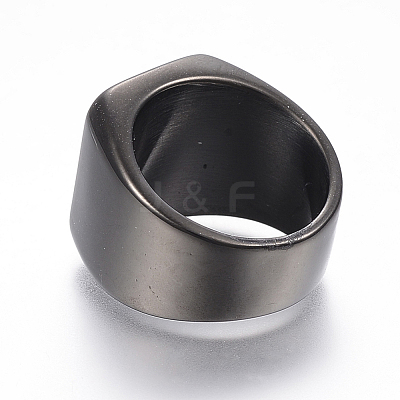 304 Stainless Steel Signet Band Rings for Men RJEW-G091-16-21mm-B-1