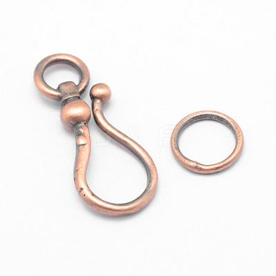 Brass Hook Clasps KK-G323-12R-RS-1