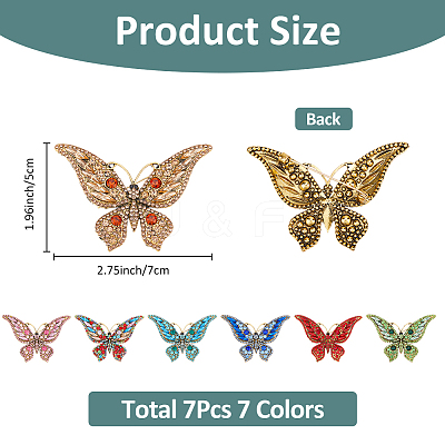 7Pcs 7 Colors Alloy Rhinestone Brooch JEWB-FH0001-65-1
