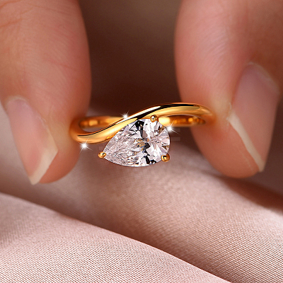 Brass Pave Single Cubic Zirconia Finger Rings for Women LS-ZK8046-7-1