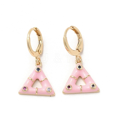 Triangle Golden Brass Dangle Leverback Earrings EJEW-L268-030G-01-1