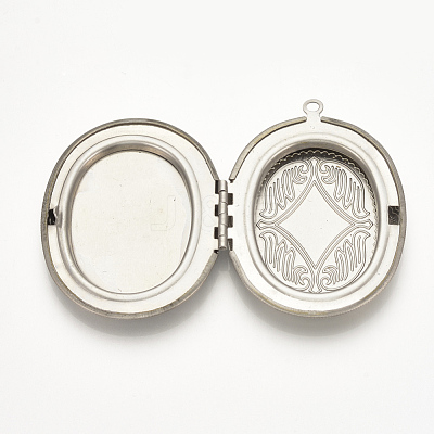 Tarnish Resistant 201 Stainless Steel locket Pendant Cabochon Settings STAS-S076-43-1
