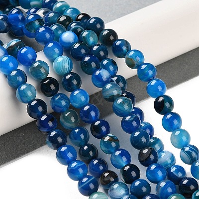 Natural Striped Agate/Banded Agate Beads Strands G-Z060-A01-A11-1