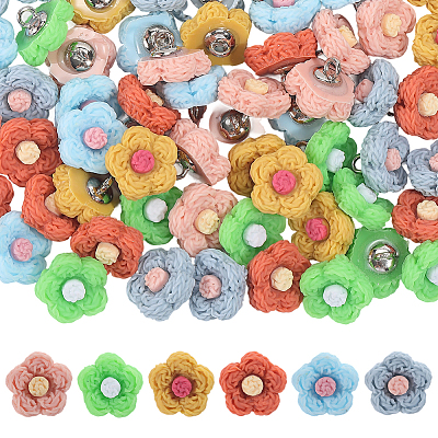 60Pcs 6 Colors 1-Hole Iron Plastic Shank Buttons BUTT-CY0001-26A-1