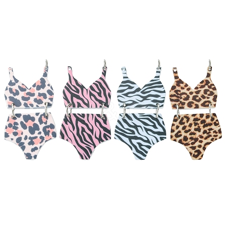 4Pcs 4 Styles Printed Acrylic Pendants MACR-FS0001-75-1