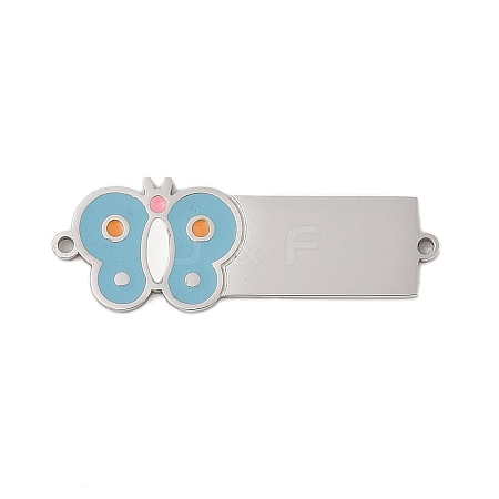 304 Stainless Steel Light Blue Enamel Connector Charms STAS-P377-16P-C-1