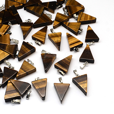 Triangle Natural Tiger Eye Pendants G-Q356-13-1