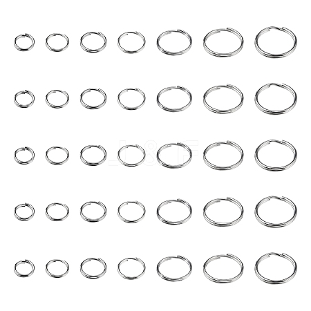 700Pcs 7 Styles 201& 304 Stainless Steel Split Rings STAS-CJ0002-17-1