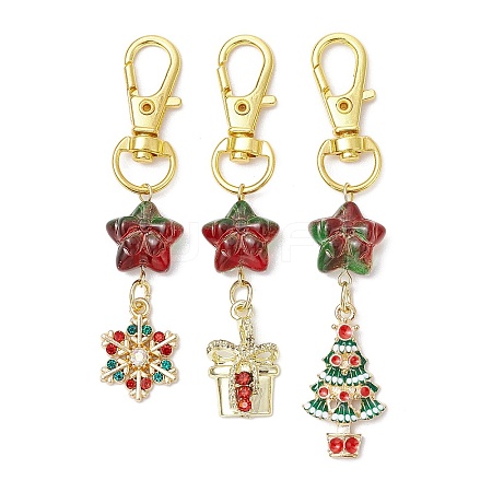 Christmas Theme Alloy Enamel with Rhinestone Pendant Decoration KEYC-JKC00977-1