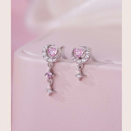 925 Sterling Silver Cubic Zirconia Dangle Stud Earrings FS-WG5AD9A-03-1