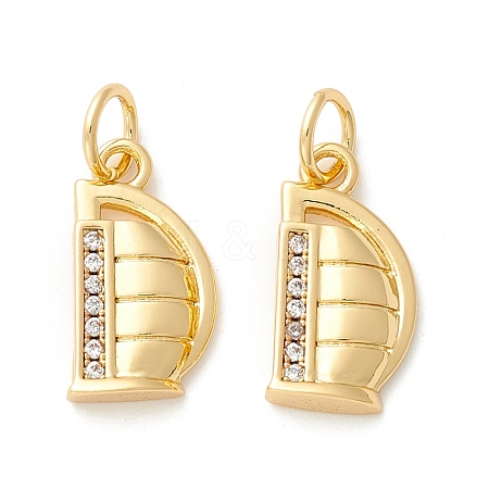 Rack Plating Eco-friendly Brass Micro Pave Clear Cubic Zirconia Charms KK-D072-01G-D-NR-1