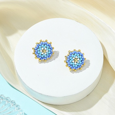 Glass Seed Bead Stud Earrings EJEW-MZ00741-02-1